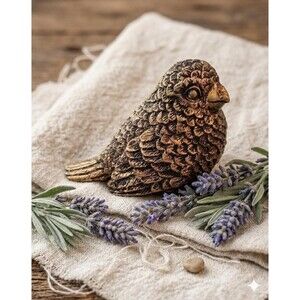 Vintage-Style Faux Brass Bird Figurine – 3" Upcycled Decor